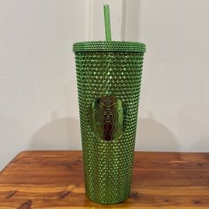 Starbucks Holiday 2023 Metallic Green Studded Tumbler